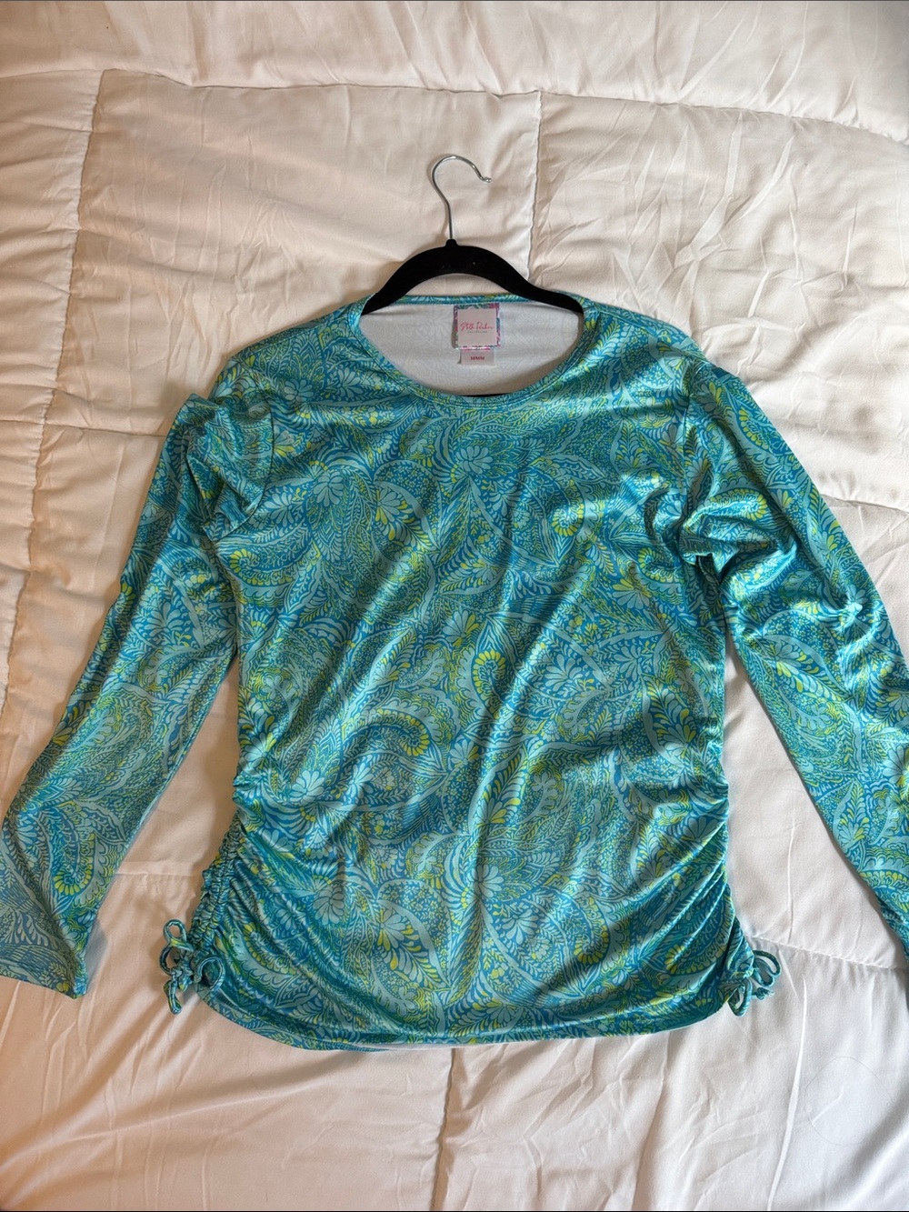 Stella Parker Blue Paisley-Print Long Sleeve Swim Tee